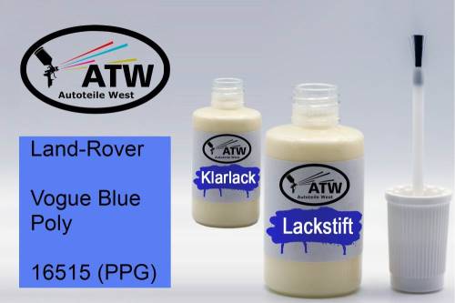 Land-Rover, Vogue Blue Poly, 16515 (PPG): 20ml Lackstift + 20ml Klarlack - Set, von ATW Autoteile West.